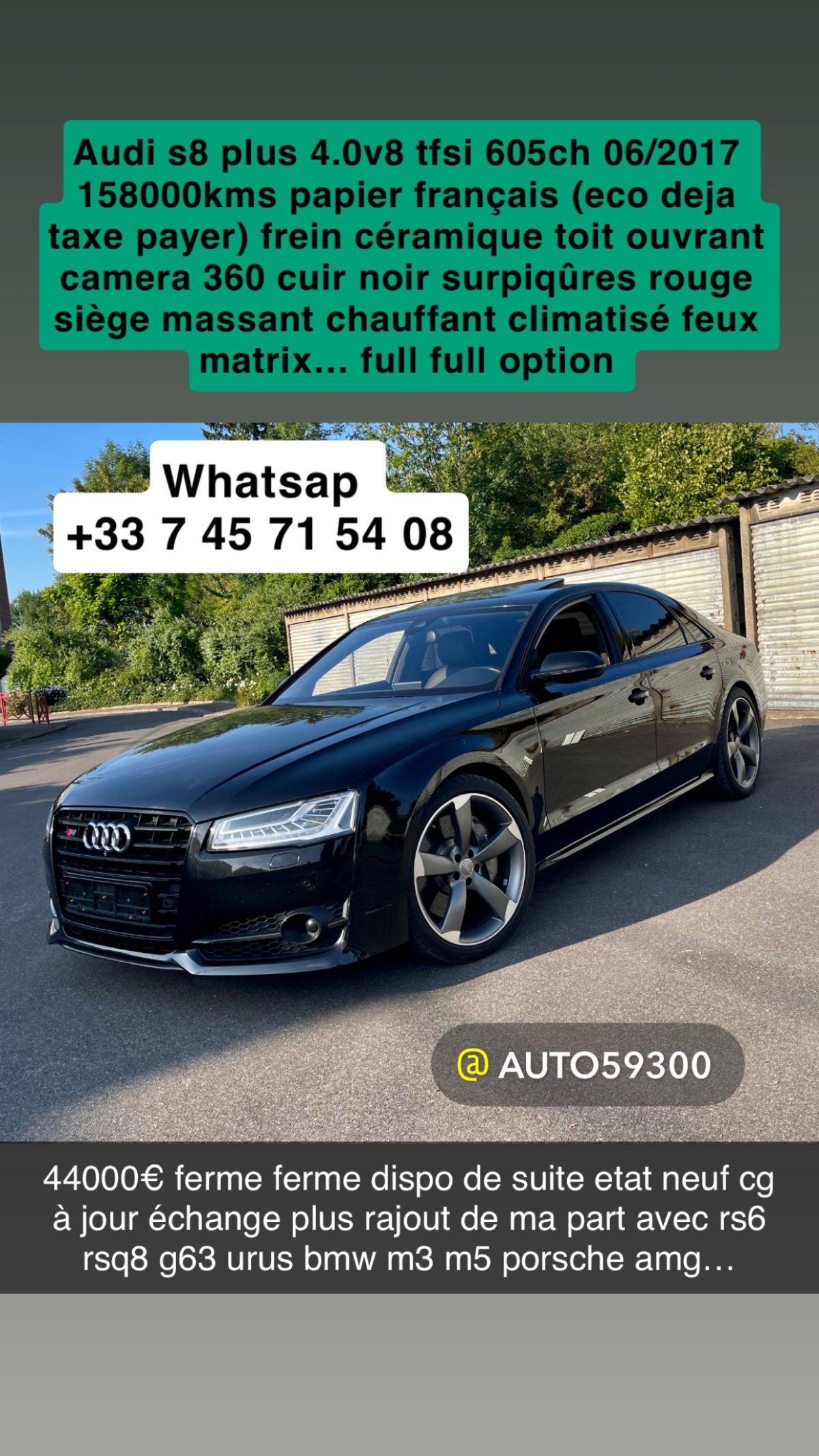 audi s8 plus 605ch full options francaise