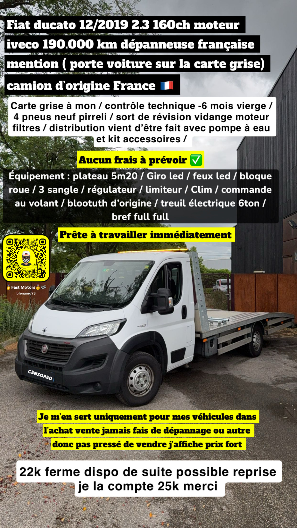 Dépanneuse ducato 2.3 160ch française 2020
