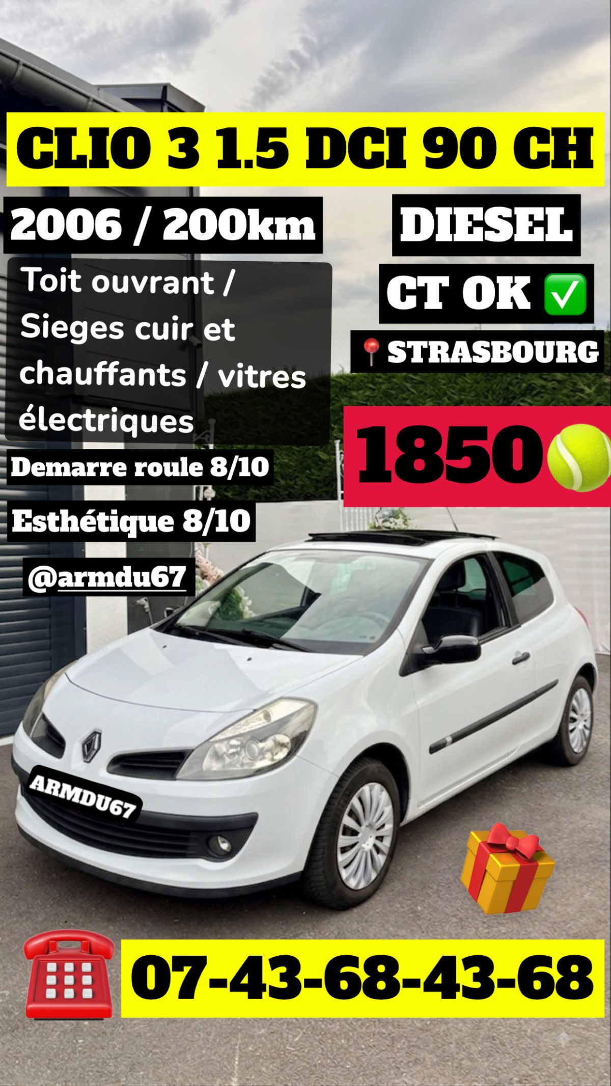 Renault Clio 3 1.5 DCI 90 CH Toit Panoramique