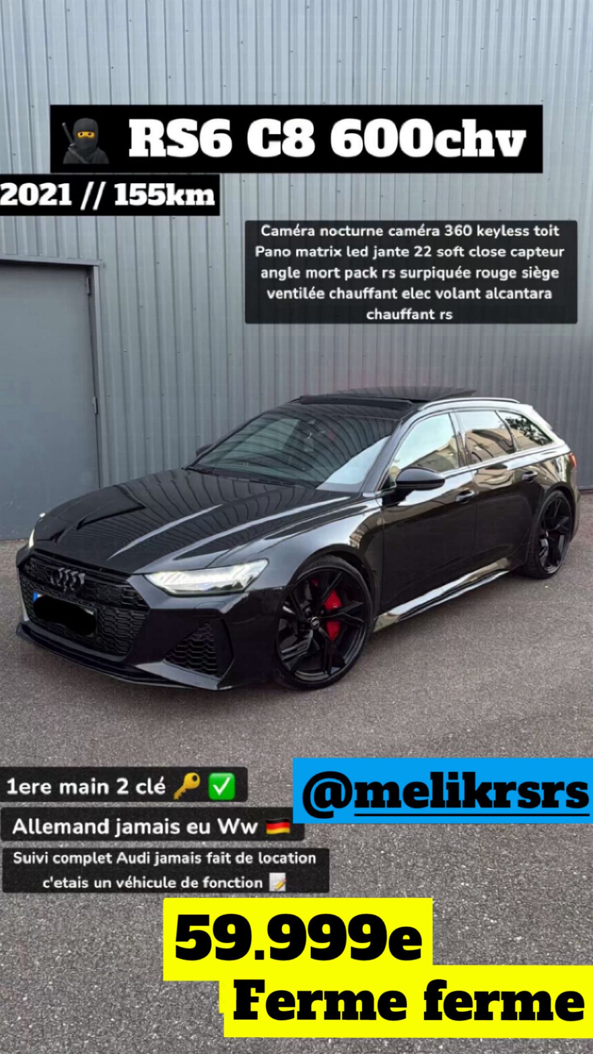 AUDI RS6 C8 allemand full black