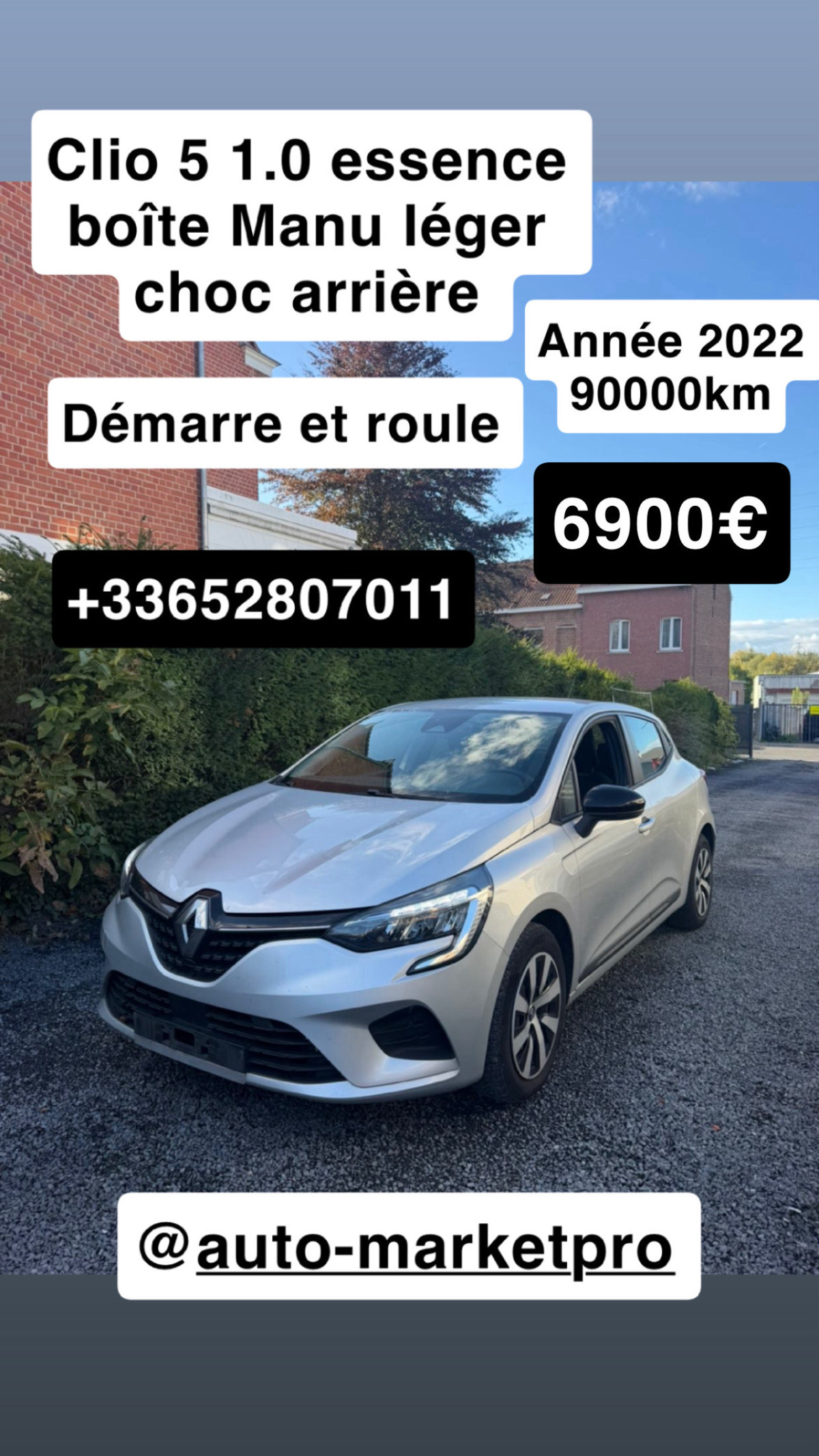 clio V 1.0 essence léger choc  arrière
