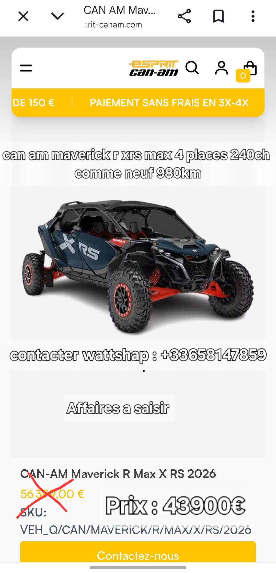 can am maverick r xrs max 4 places