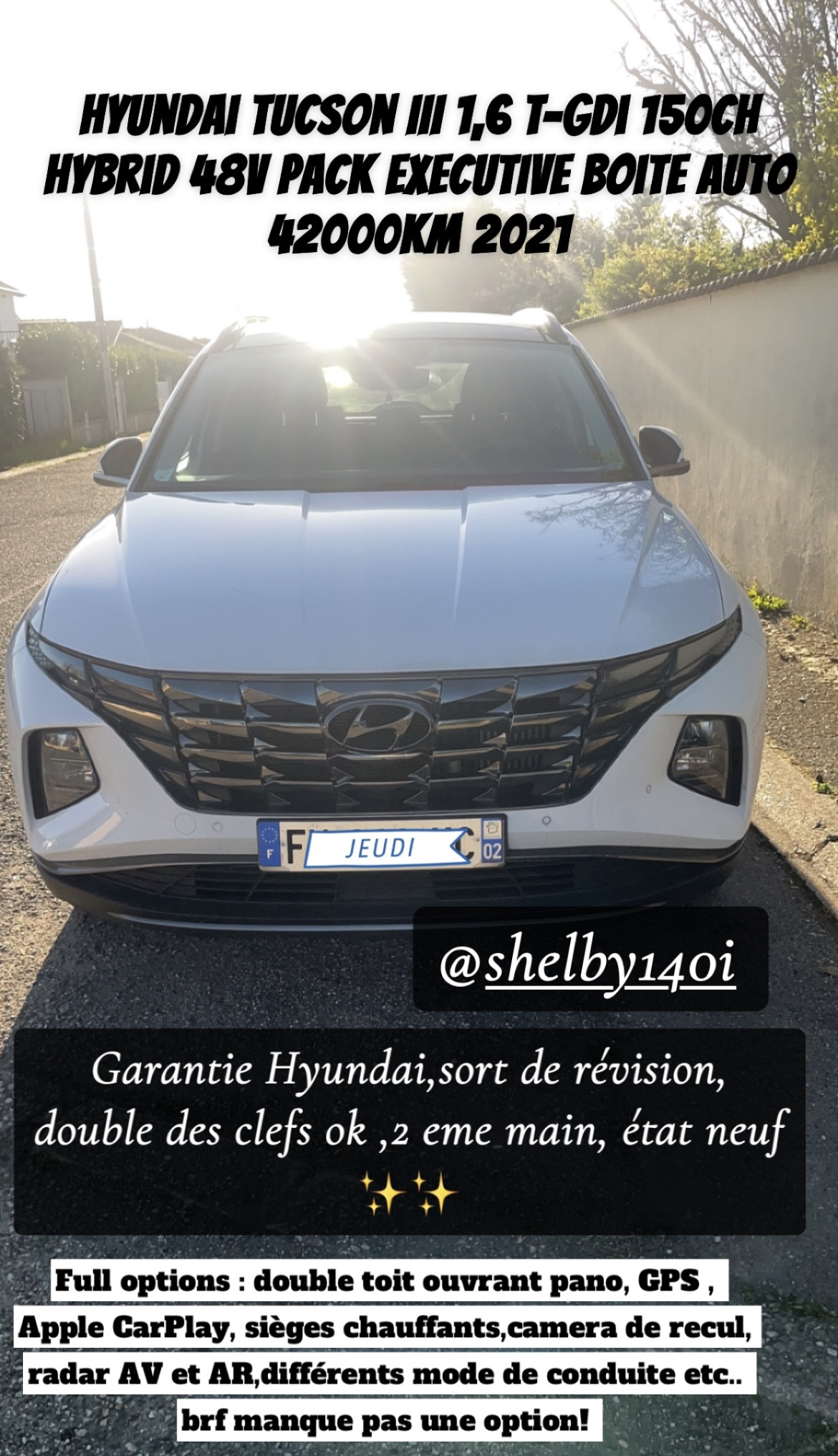 Hyundai Tucson III 1,6 T-Gdi 150ch Hybrid 48V Pack Executive boite auto full options 42000km 2021