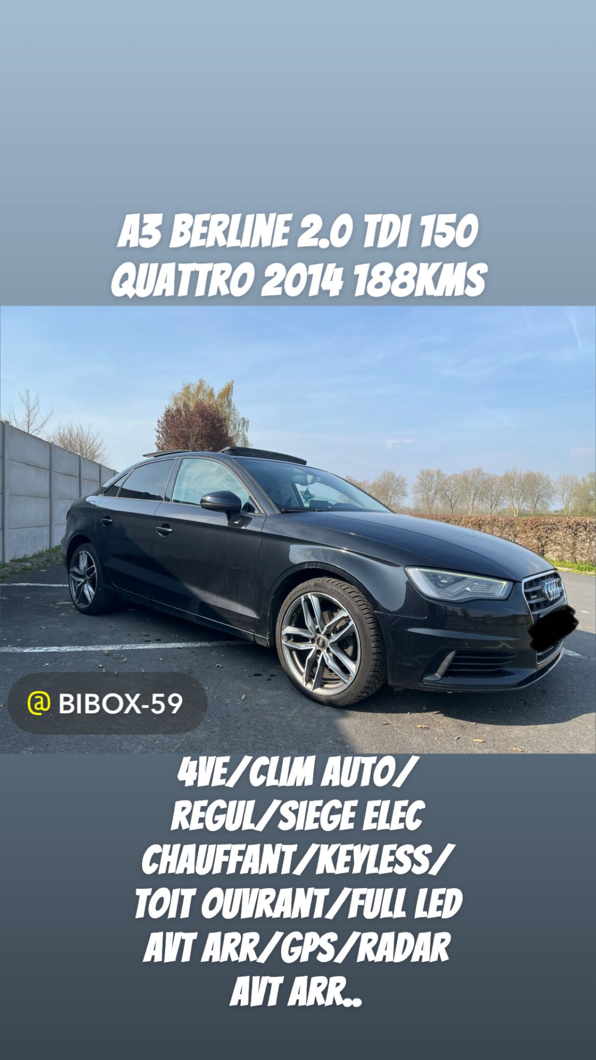 Audi a3 berline 2.0 tdi 150 quattro 2014