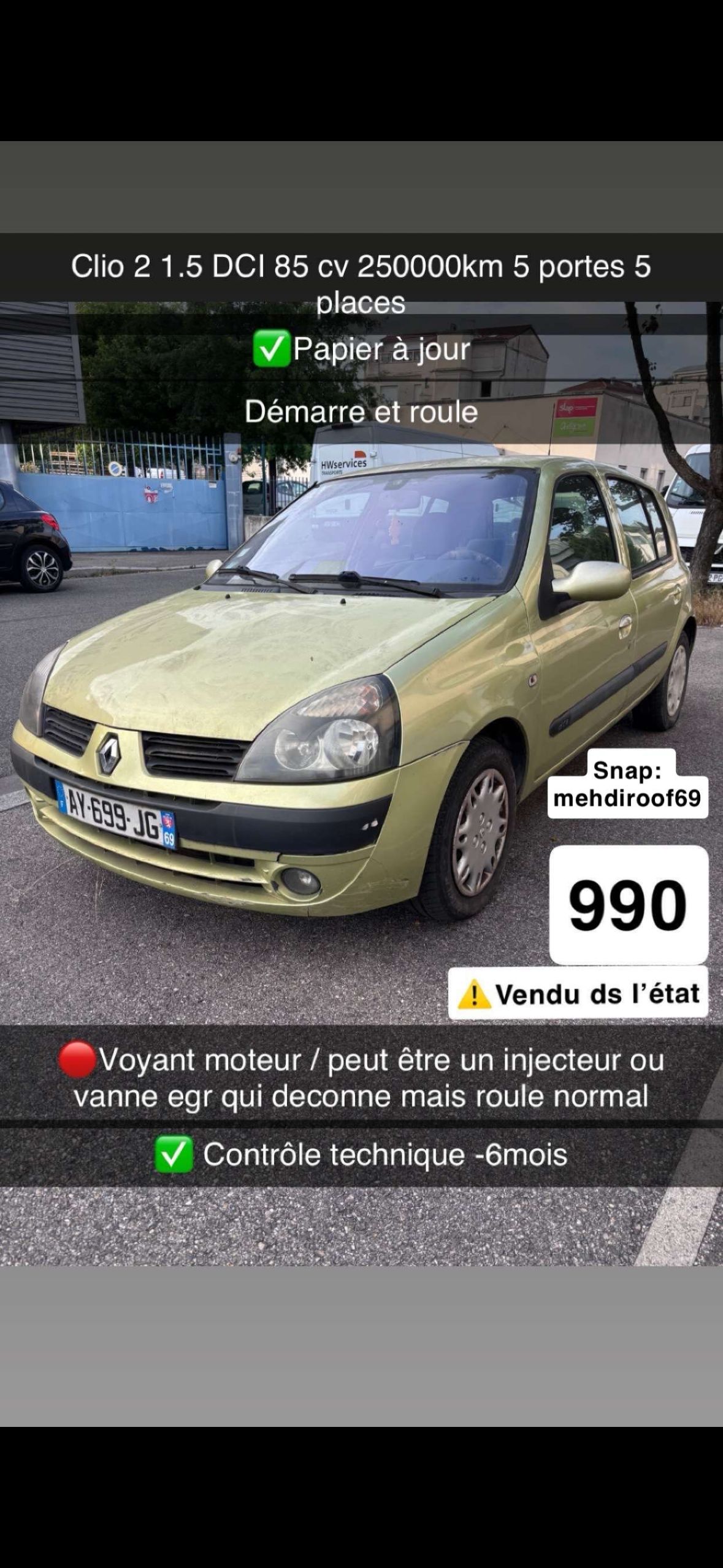 Clio 2 roule mais bricoles à prévoir